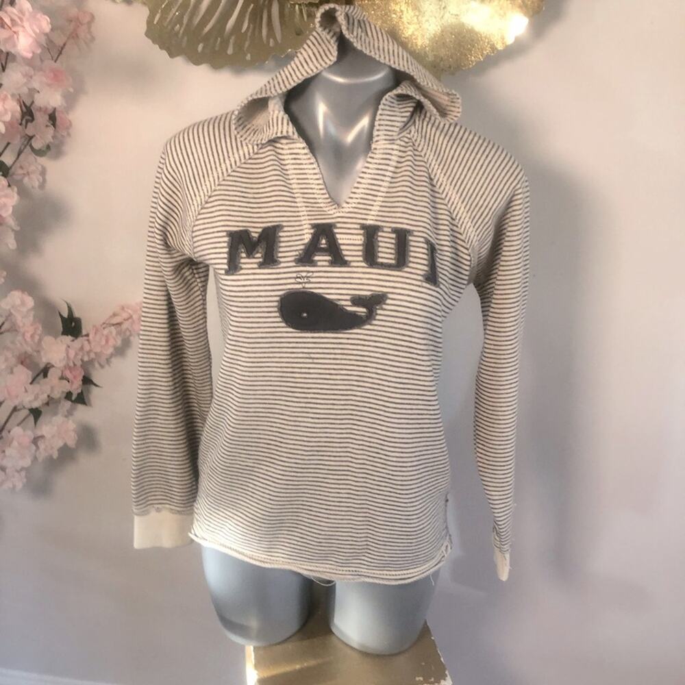 Sweater pullover hoodie. Striped Maui size Large